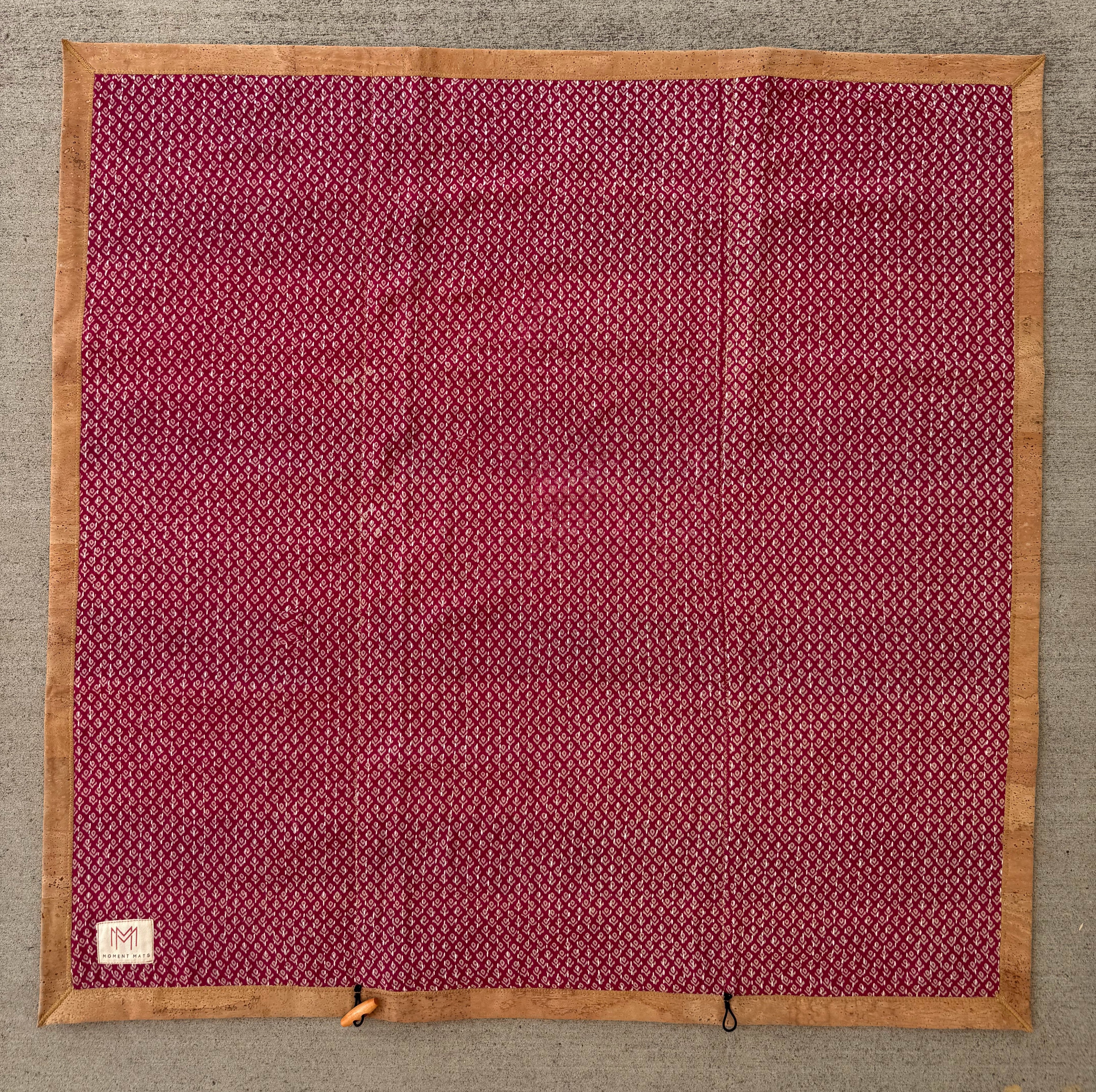 RED GEOMETRIC SARI with UNIQUE PATCHWORK & NATURAL CORK
