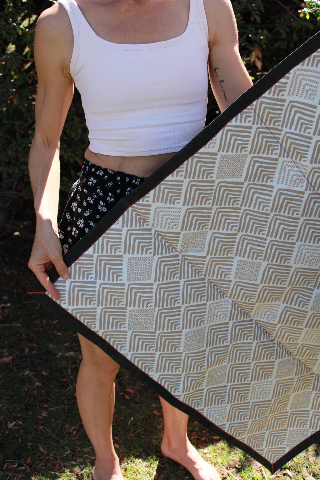 (sold) RED GEOMETRIC SARI with UNIQUE PATCHWORK & NATURAL CORK