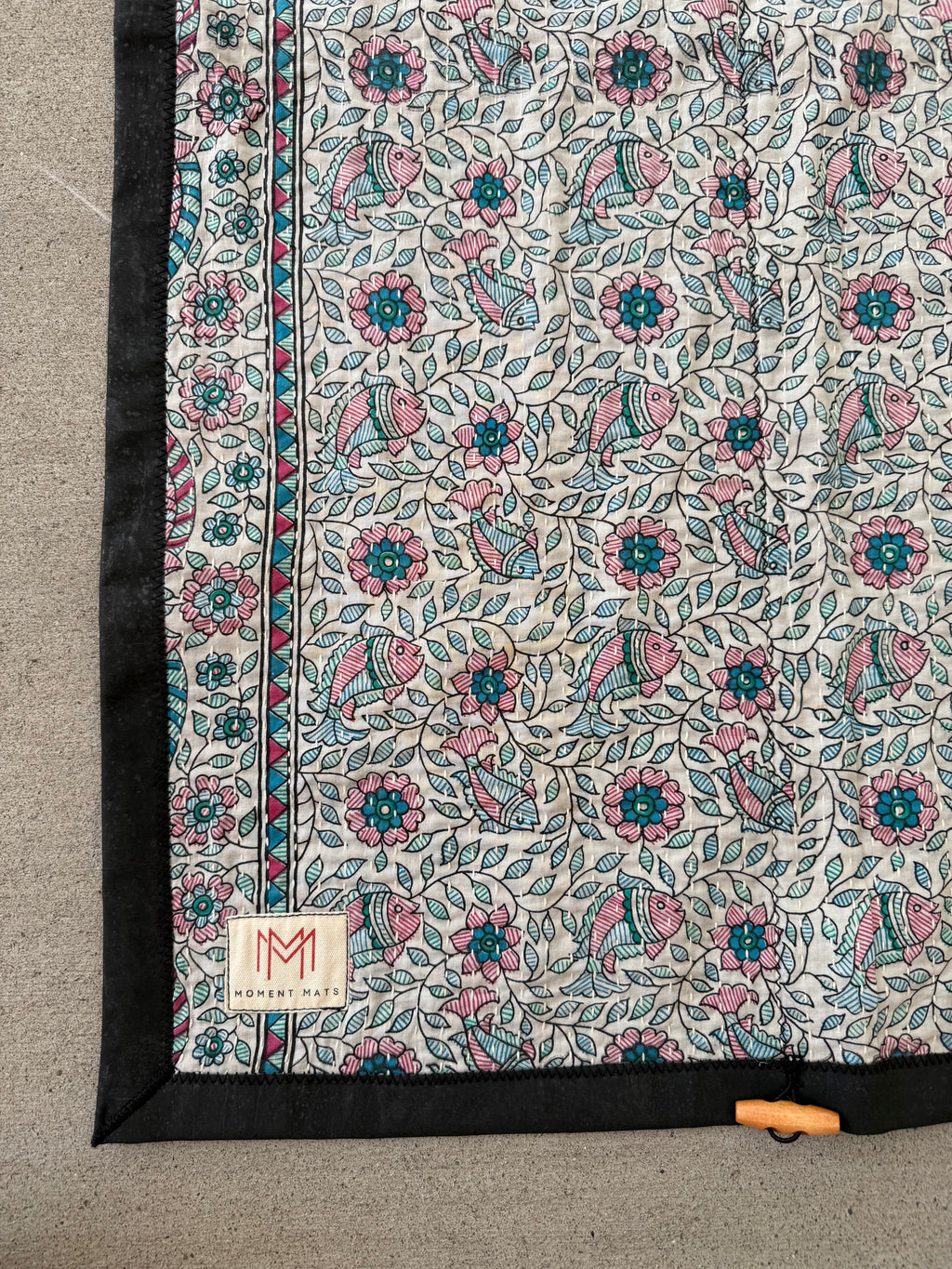 (sold) FLORAL FISH SARI with PREMIUM BLACK CORK