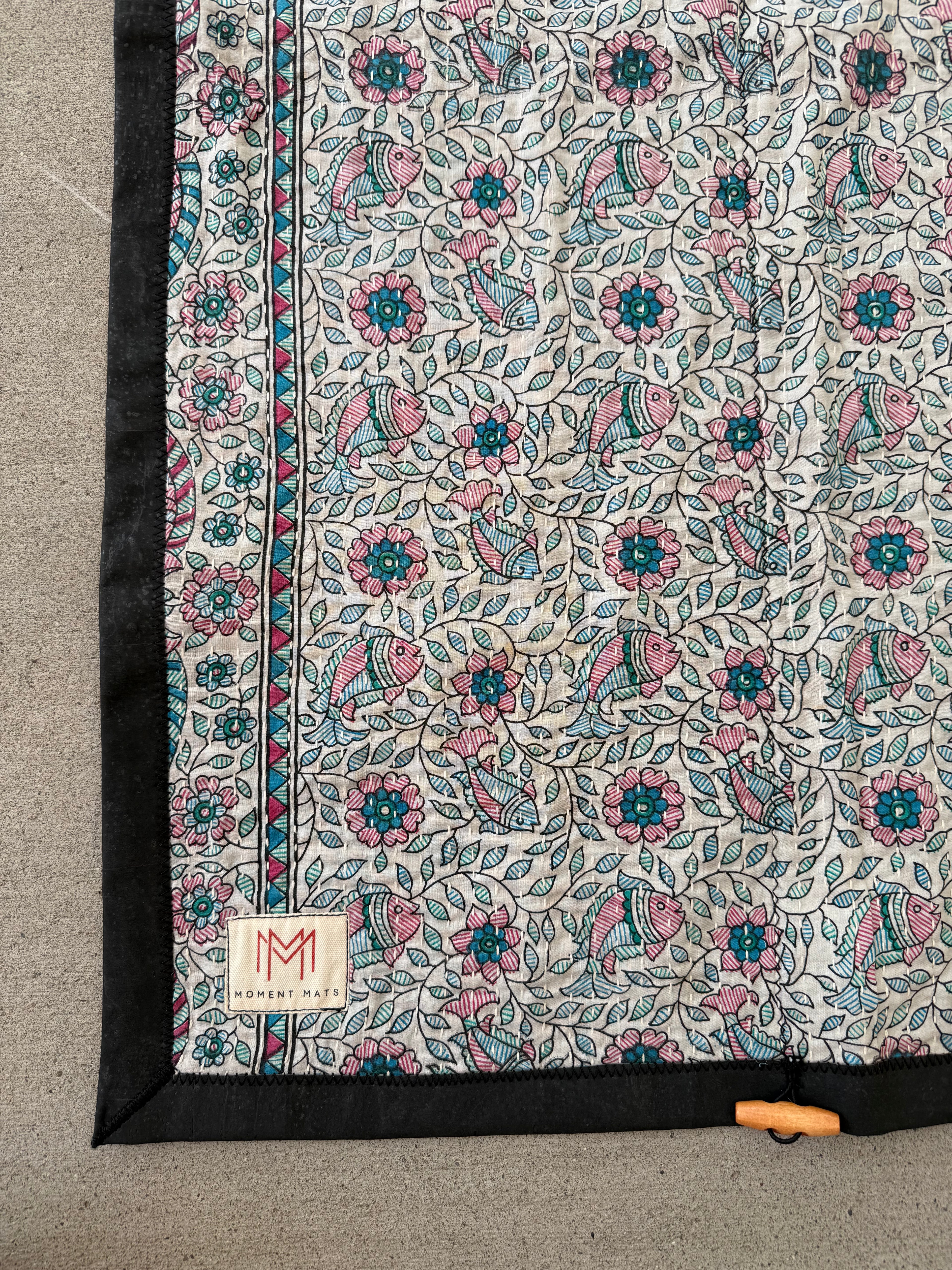 (sold) FLORAL FISH SARI with PREMIUM BLACK CORK