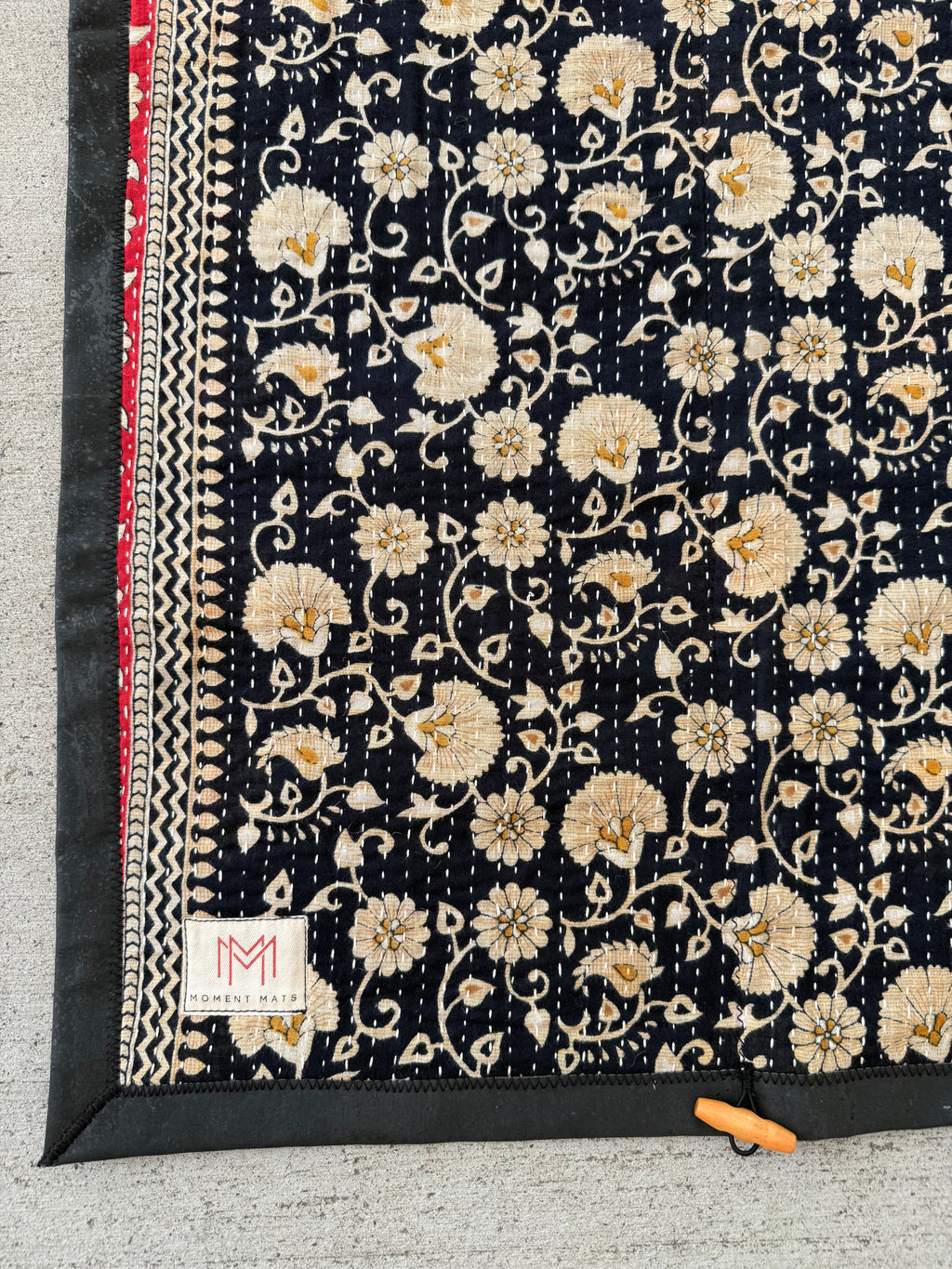 (sold) BLACK FLORAL SARI with PREMIUM BLACK CORK