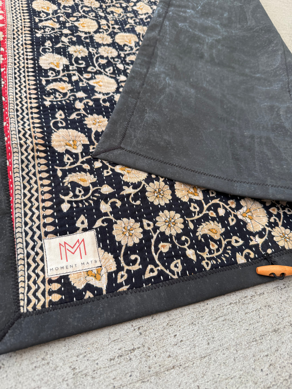 (sold) BLACK FLORAL SARI with PREMIUM BLACK CORK