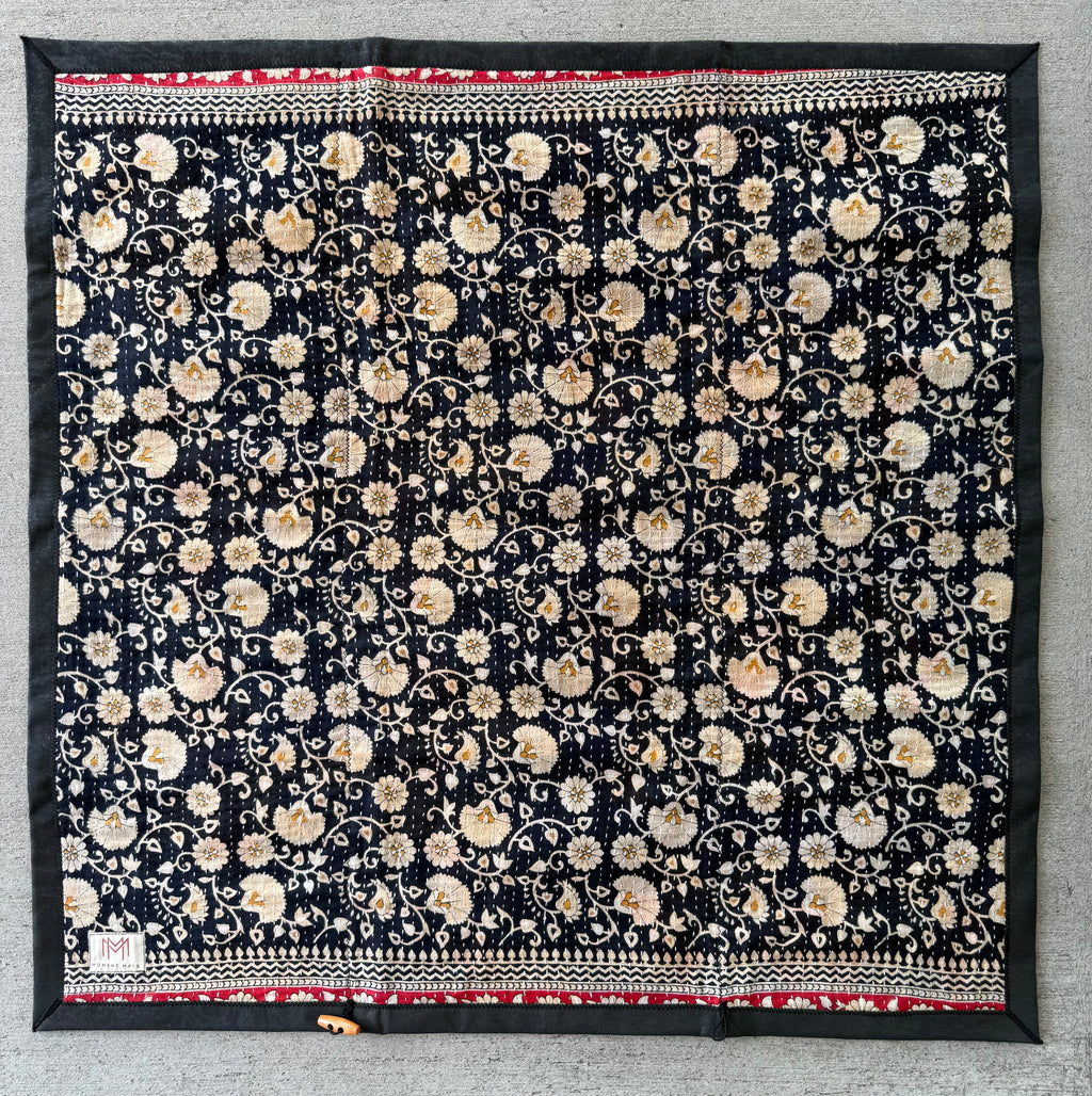 (sold) BLACK FLORAL SARI with PREMIUM BLACK CORK #2