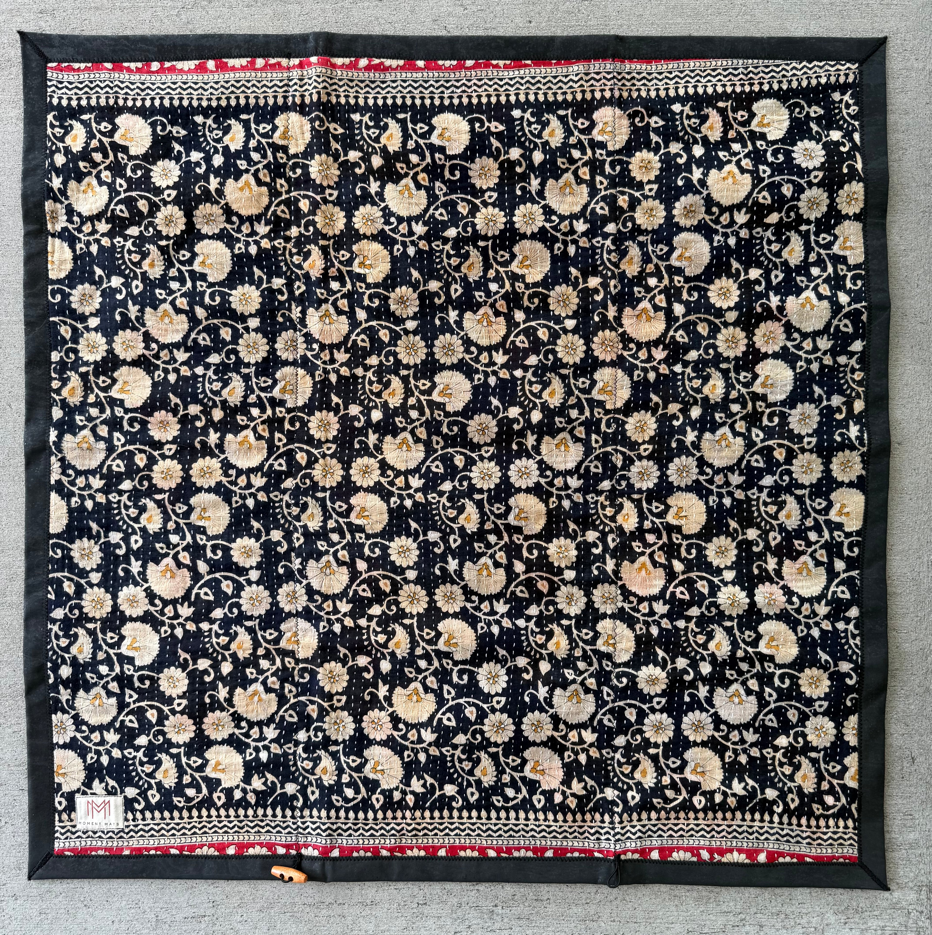 (sold) BLACK FLORAL SARI with PREMIUM BLACK CORK #2