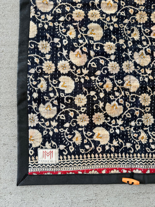 (sold) BLACK FLORAL SARI with PREMIUM BLACK CORK #2