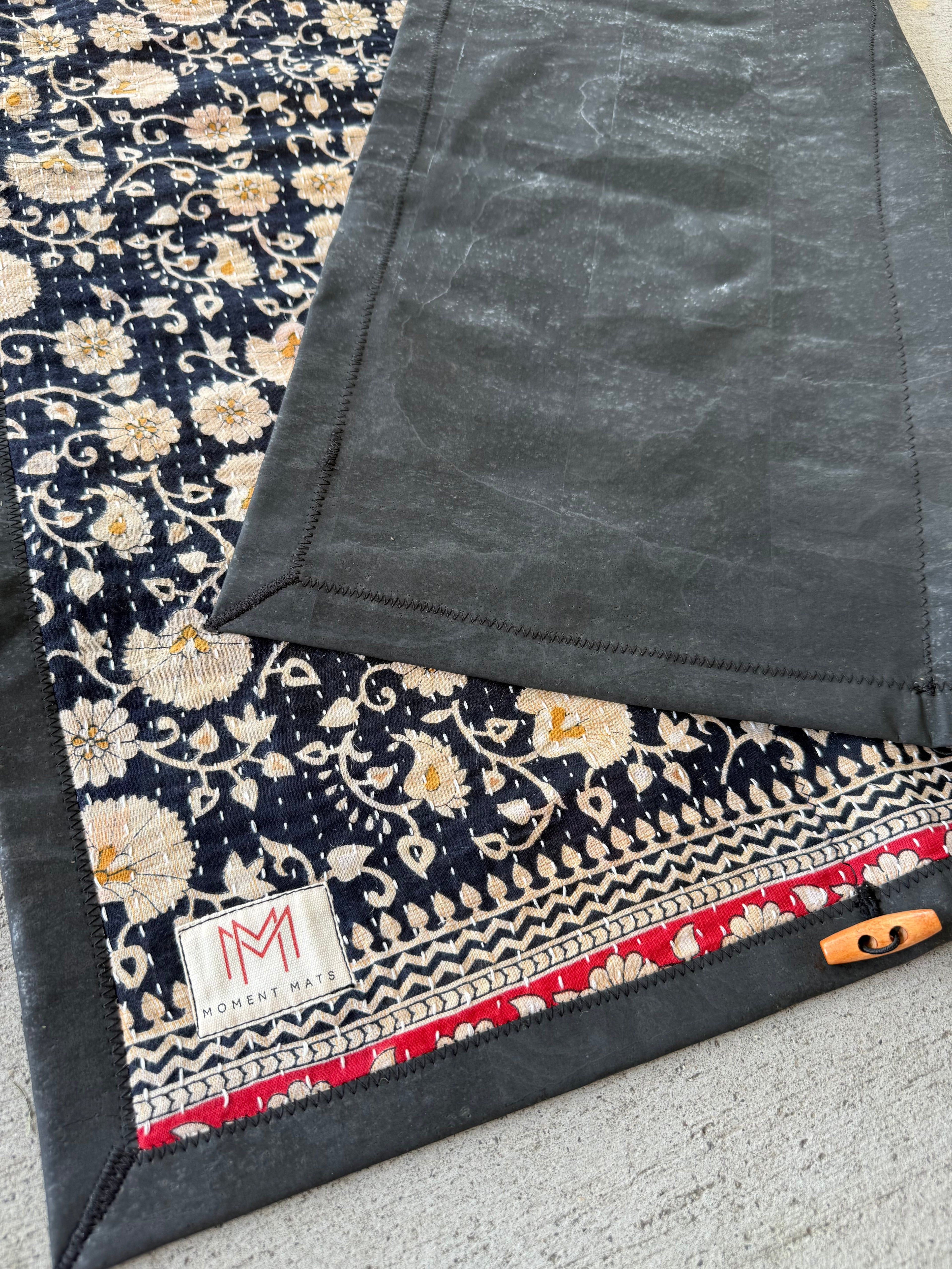(sold) BLACK FLORAL SARI with PREMIUM BLACK CORK #2