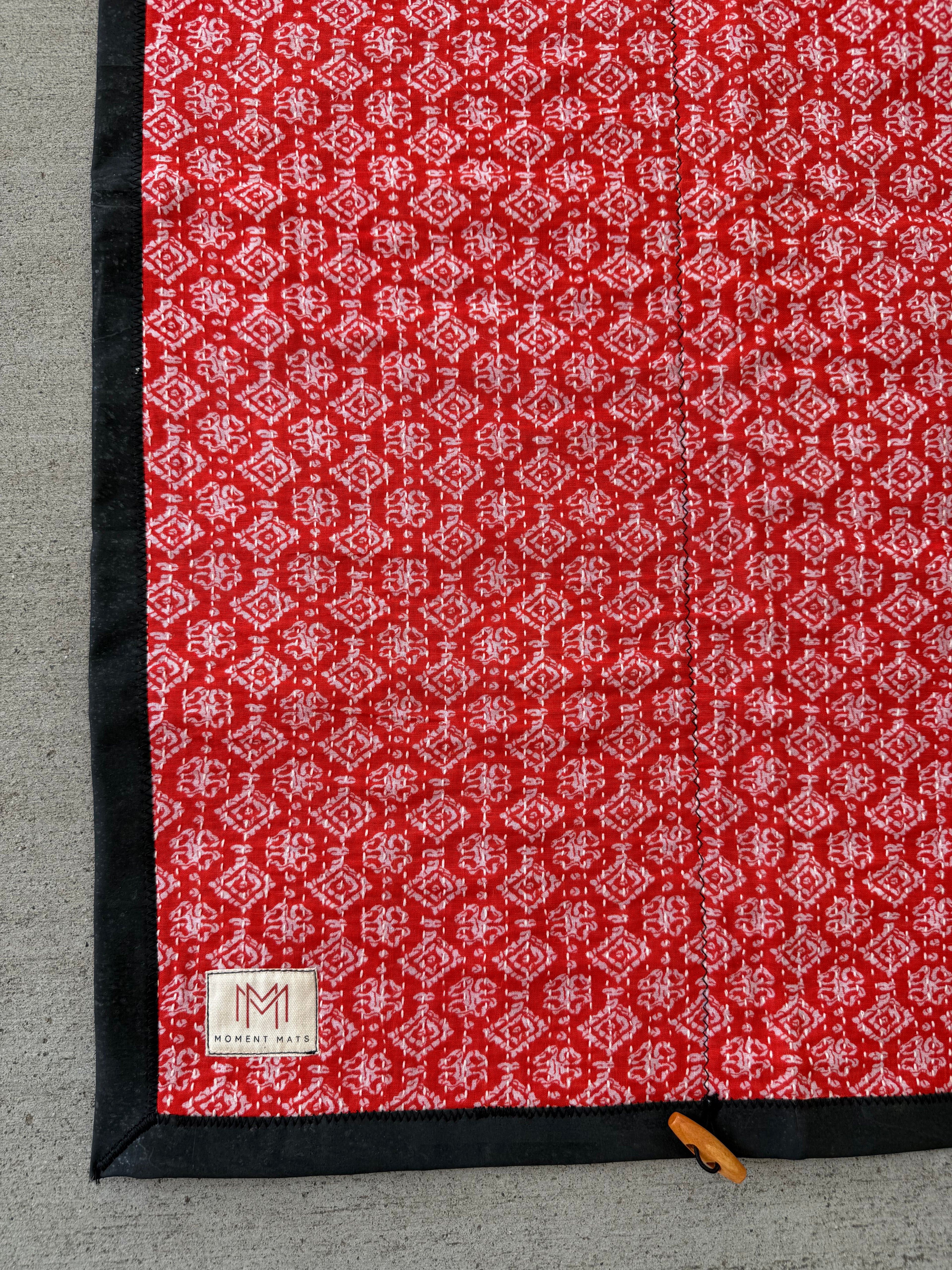 RED GEOMETRIC SARI with PREMIUM BLACK CORK