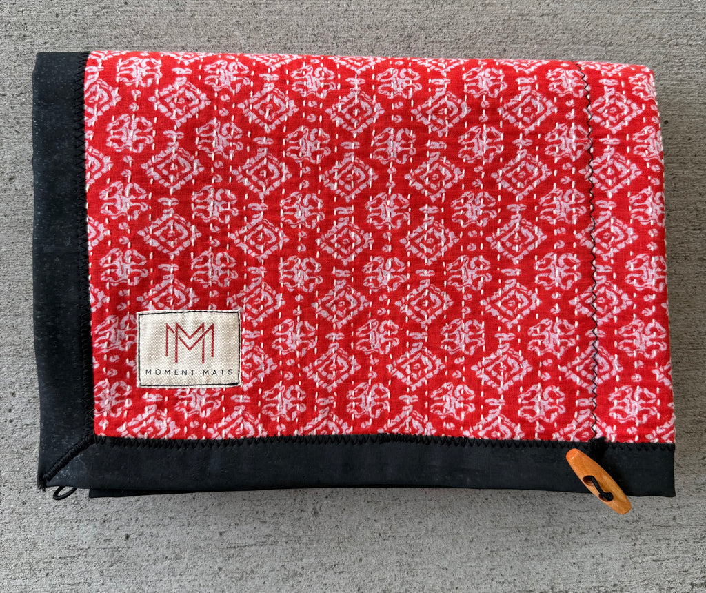 RED GEOMETRIC SARI with PREMIUM BLACK CORK