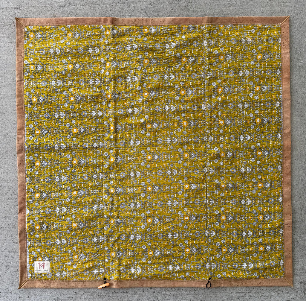 (sold) GREEN FLORAL SARI with NATURAL CORK