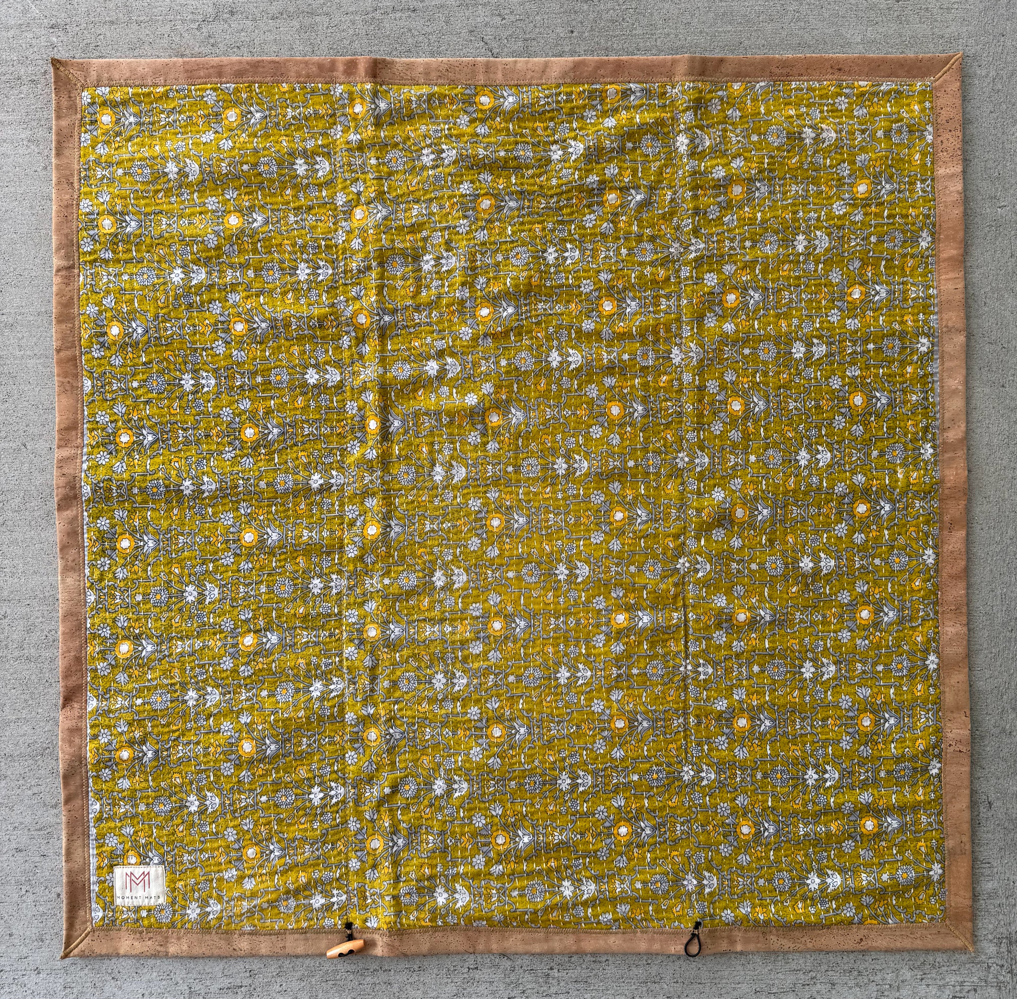 (sold) GREEN FLORAL SARI with NATURAL CORK