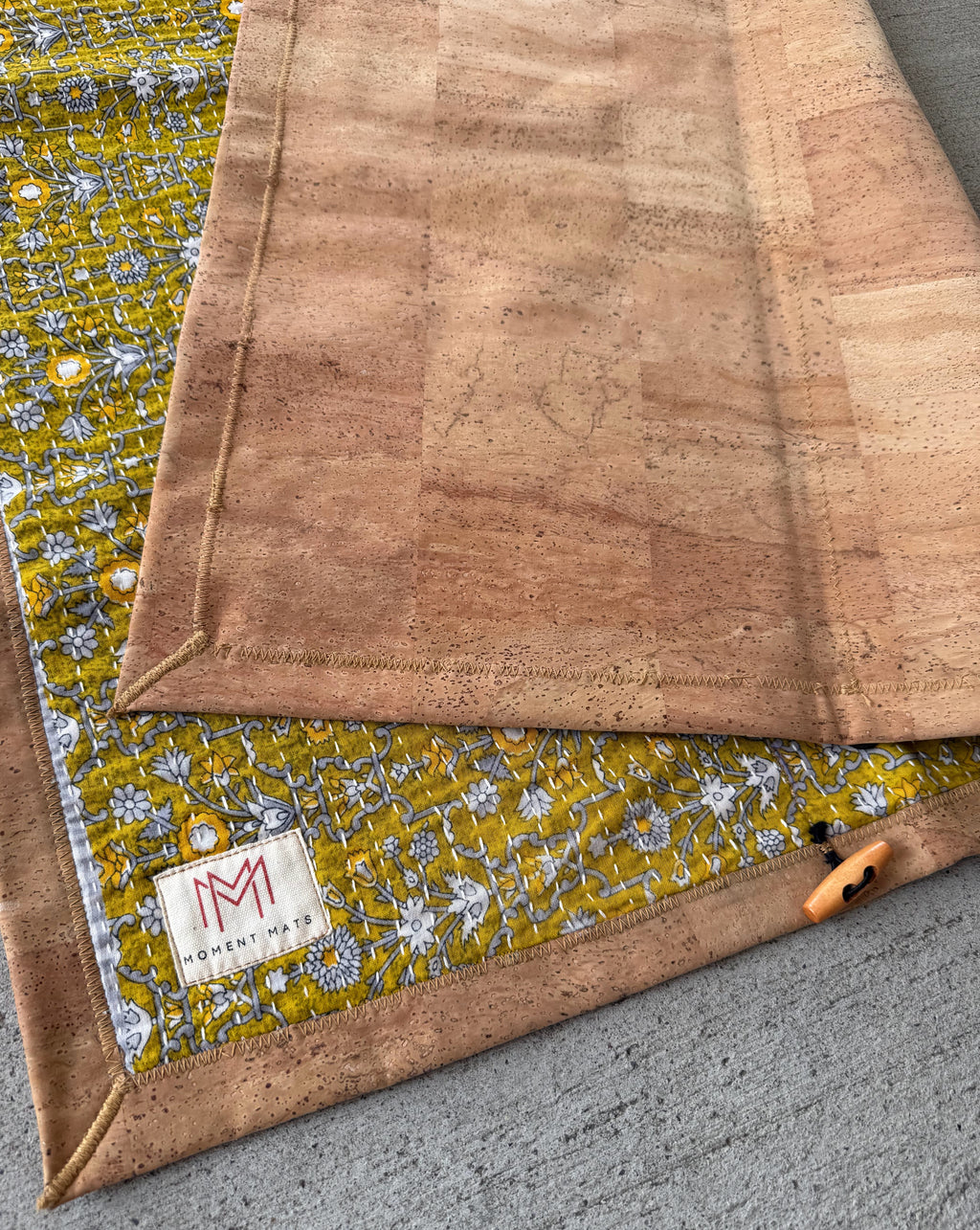 (sold) GREEN FLORAL SARI with NATURAL CORK