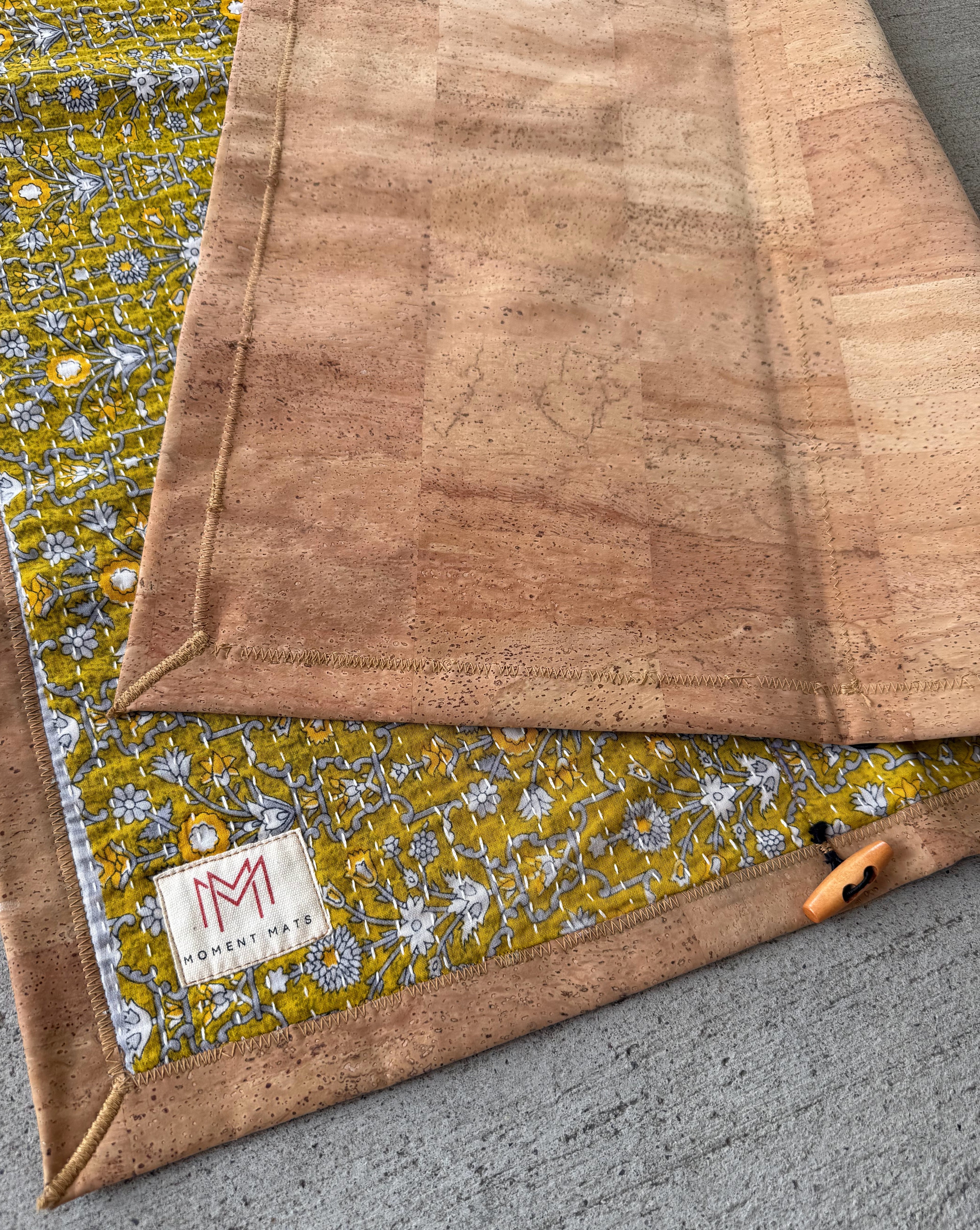 (sold) GREEN FLORAL SARI with NATURAL CORK