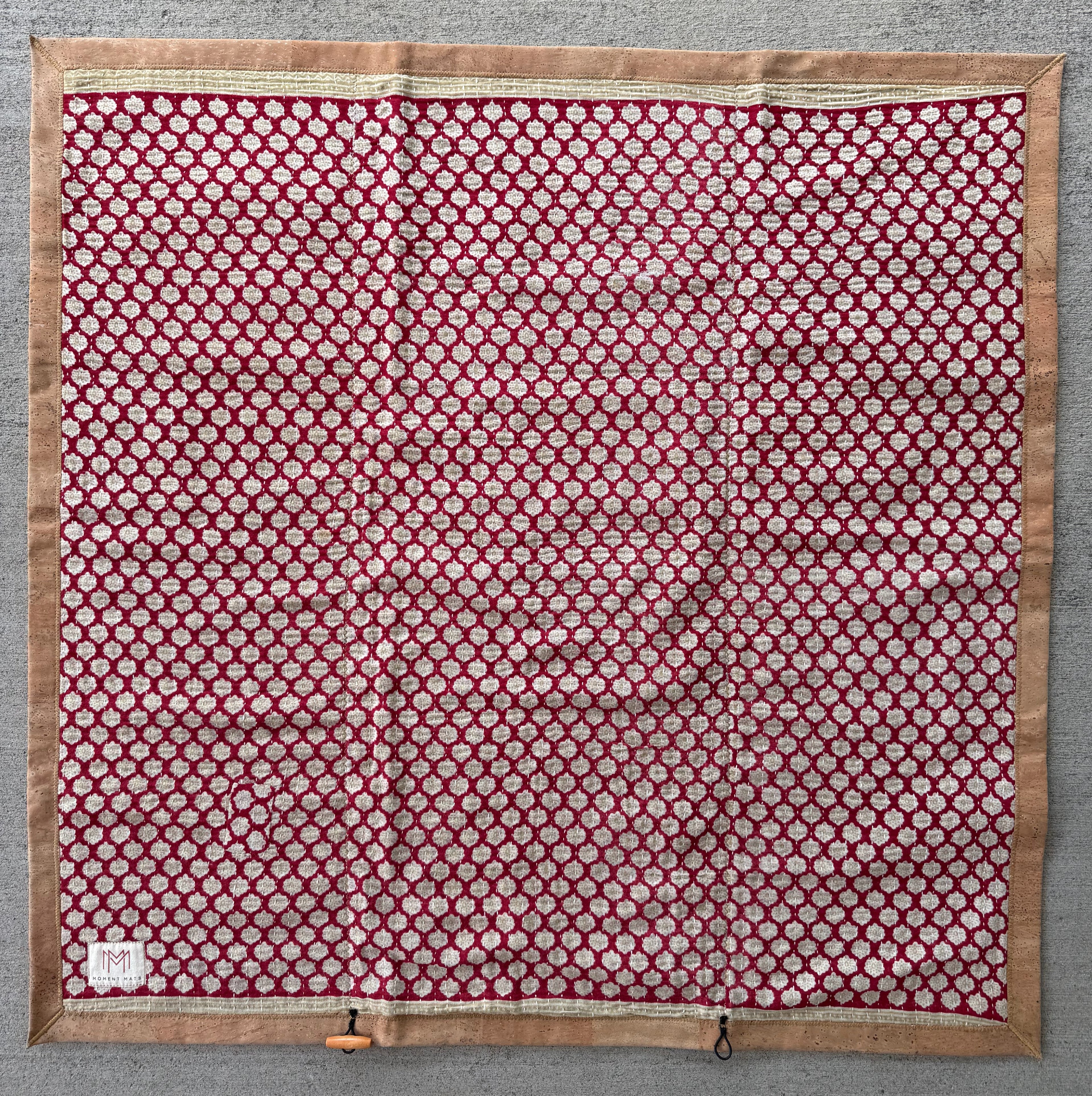 (sold) SMALL RED FLORAL SARI with UNIQUE PATCHWORK & NATURAL CORK