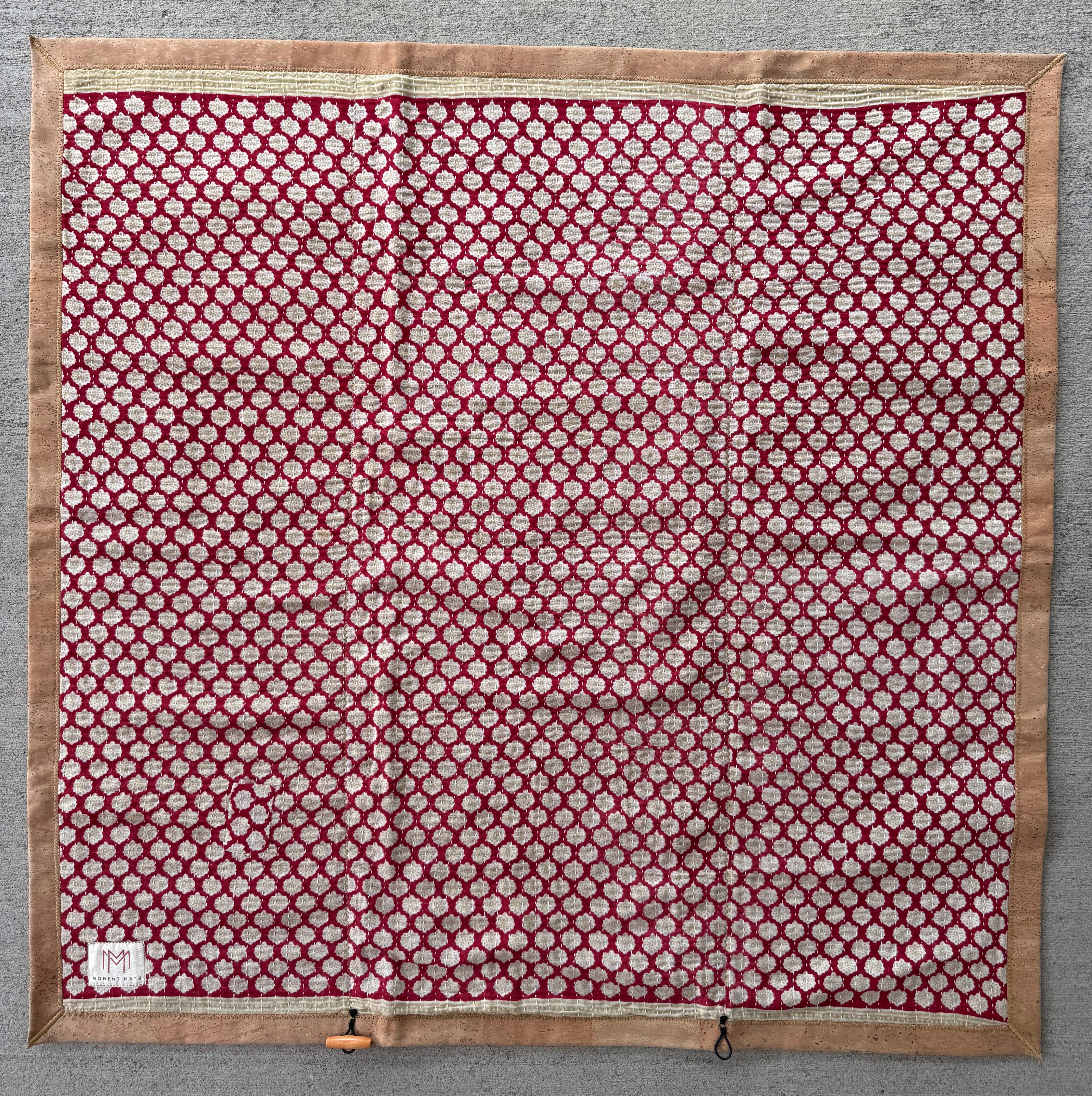 SMALL RED FLORAL SARI with UNIQUE PATCHWORK & NATURAL CORK