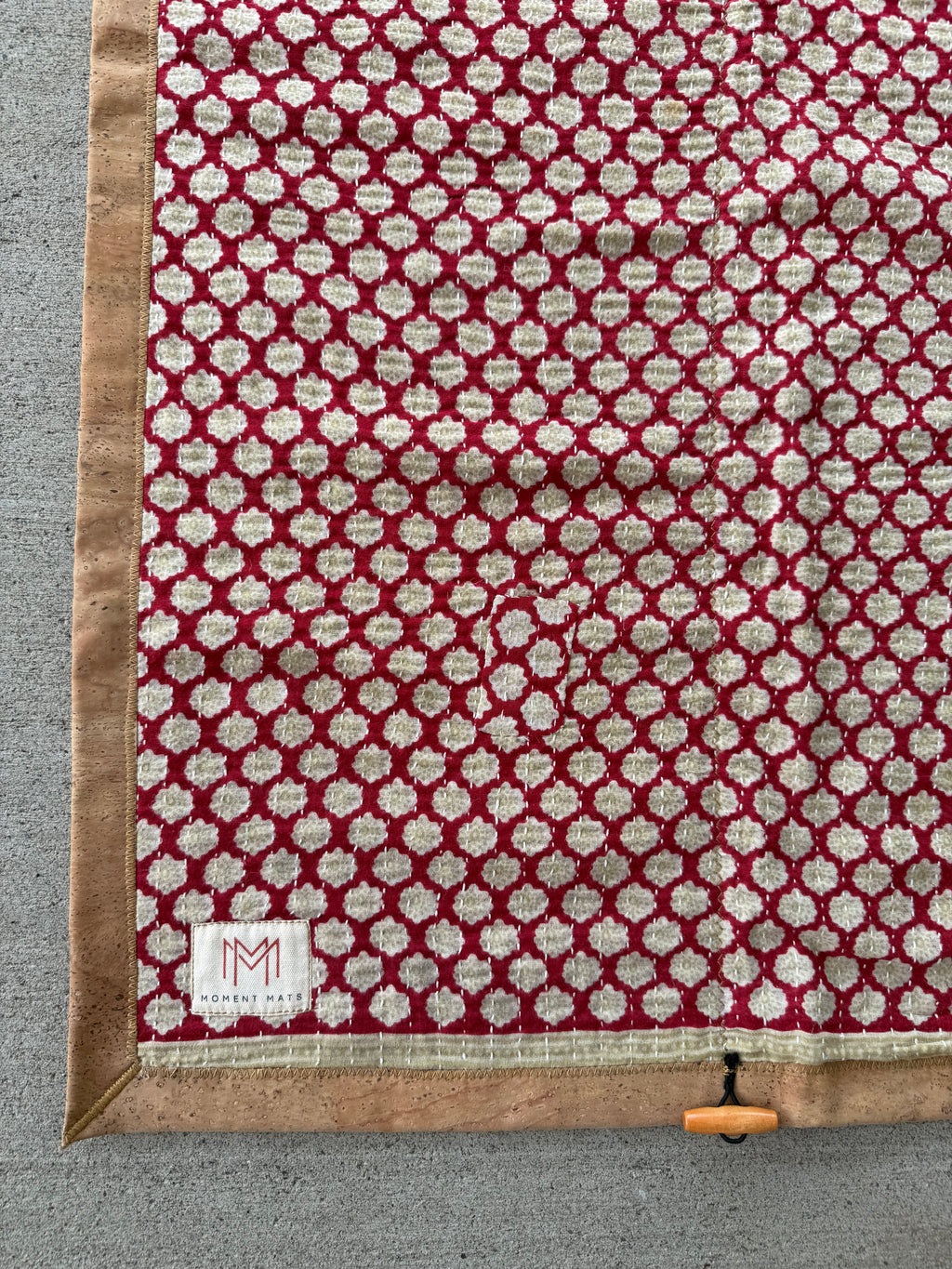 (sold) SMALL RED FLORAL SARI with UNIQUE PATCHWORK & NATURAL CORK