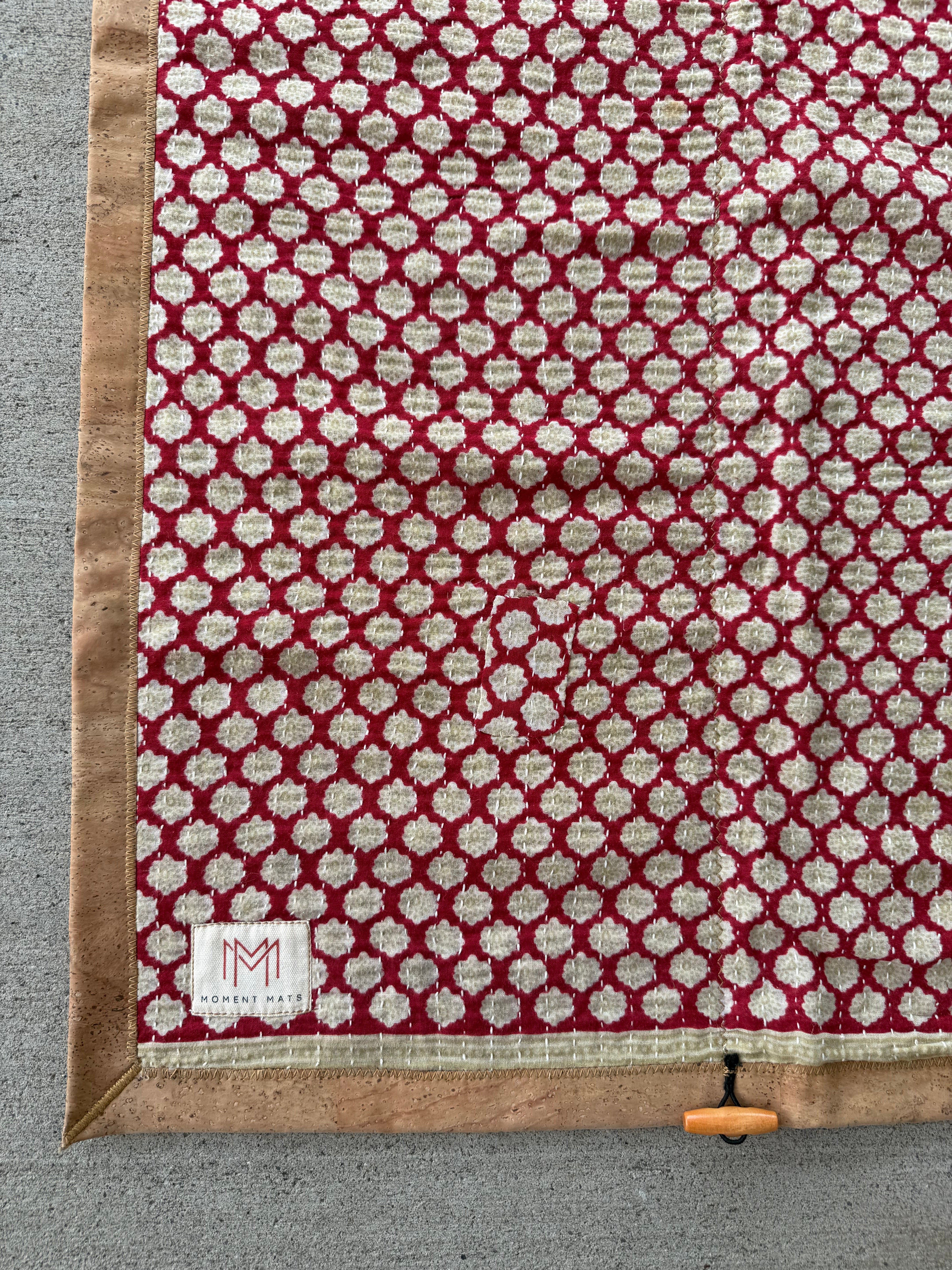 SMALL RED FLORAL SARI with UNIQUE PATCHWORK & NATURAL CORK
