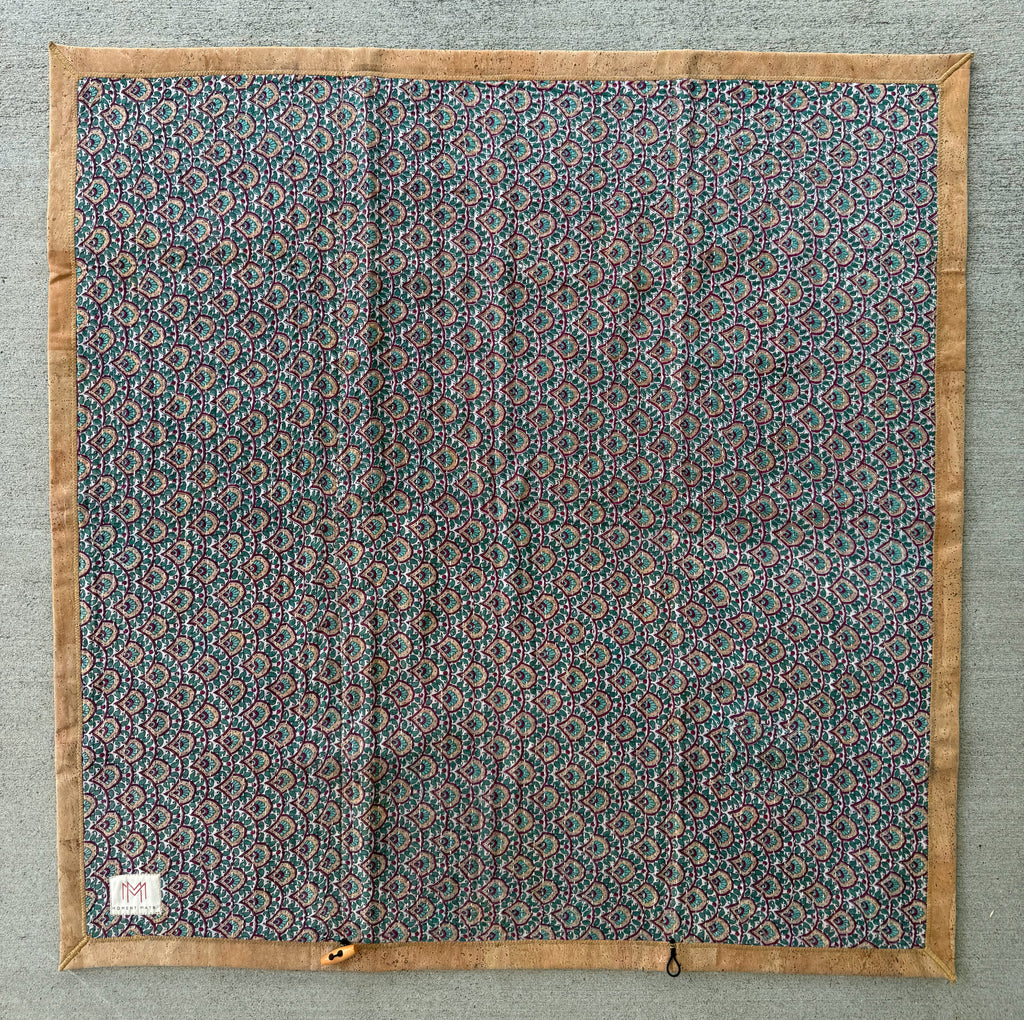 (sold) TEAL PEACOCK SARI with UNIQUE PATCHWORK & NATURAL CORK