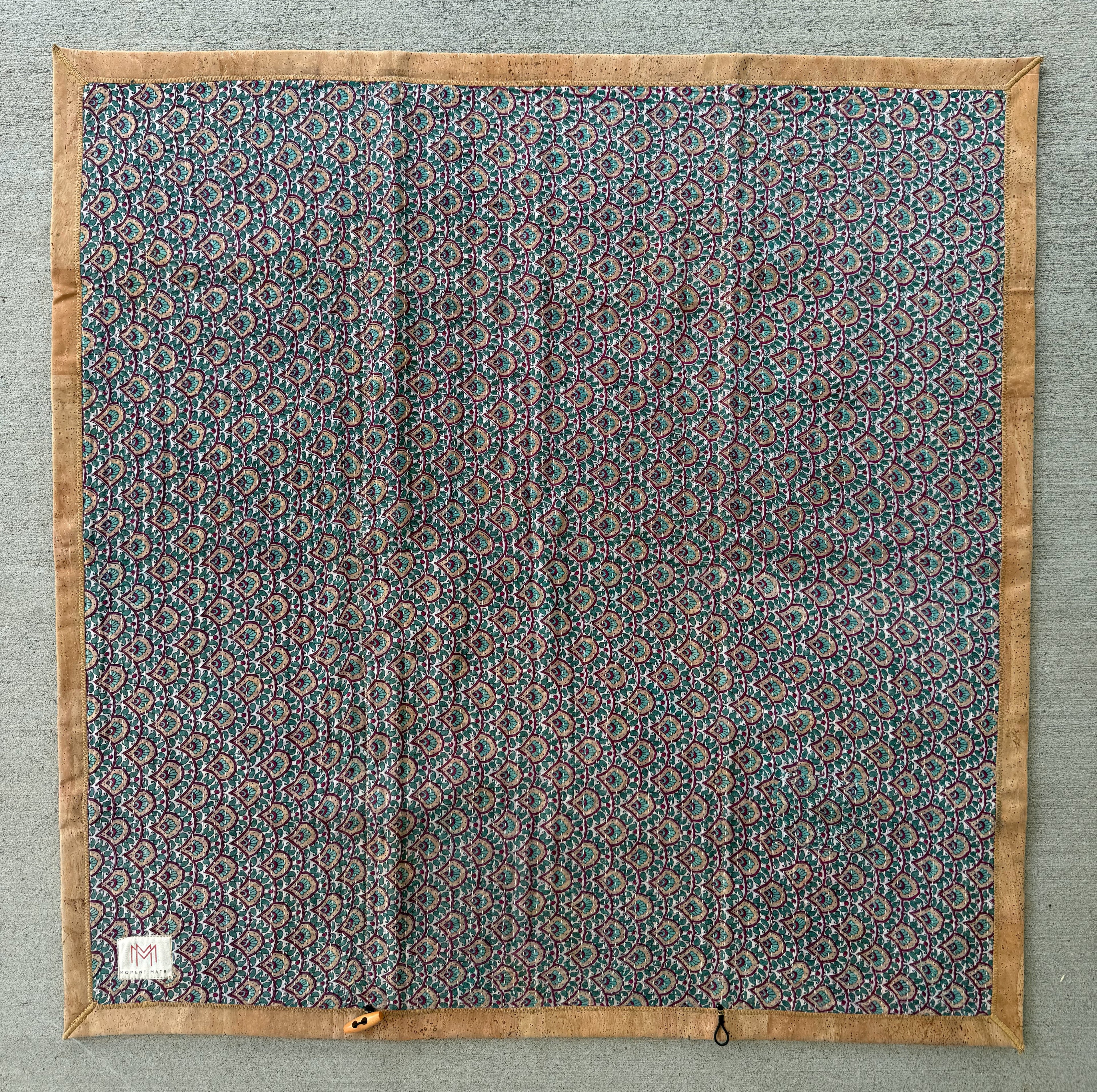 (sold) TEAL PEACOCK SARI with UNIQUE PATCHWORK & NATURAL CORK