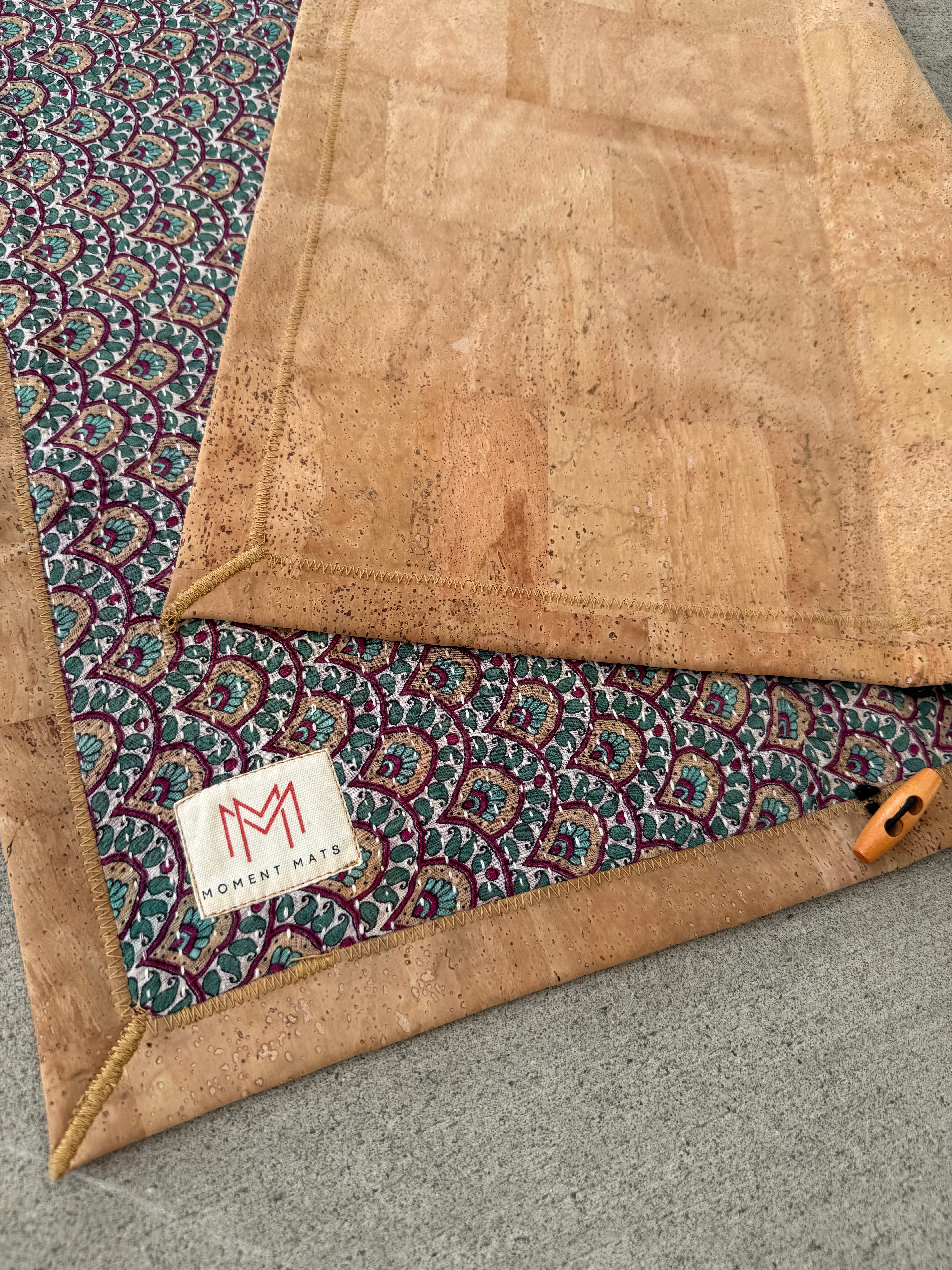 TEAL PEACOCK SARI with UNIQUE PATCHWORK & NATURAL CORK