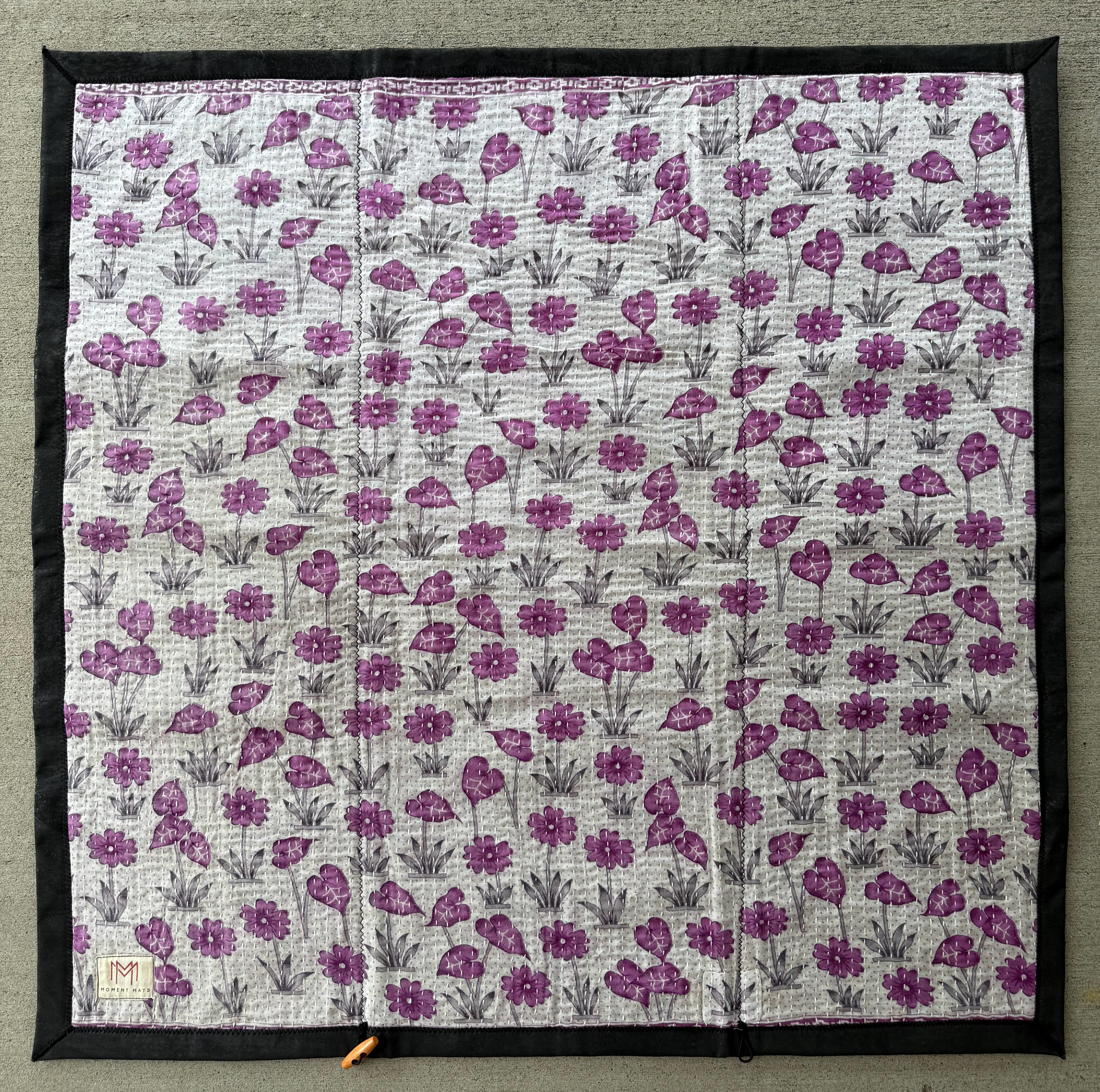 PURPLE FLORAL SARI with UNIQUE PATCHWORK & PREMIUM BLACK CORK