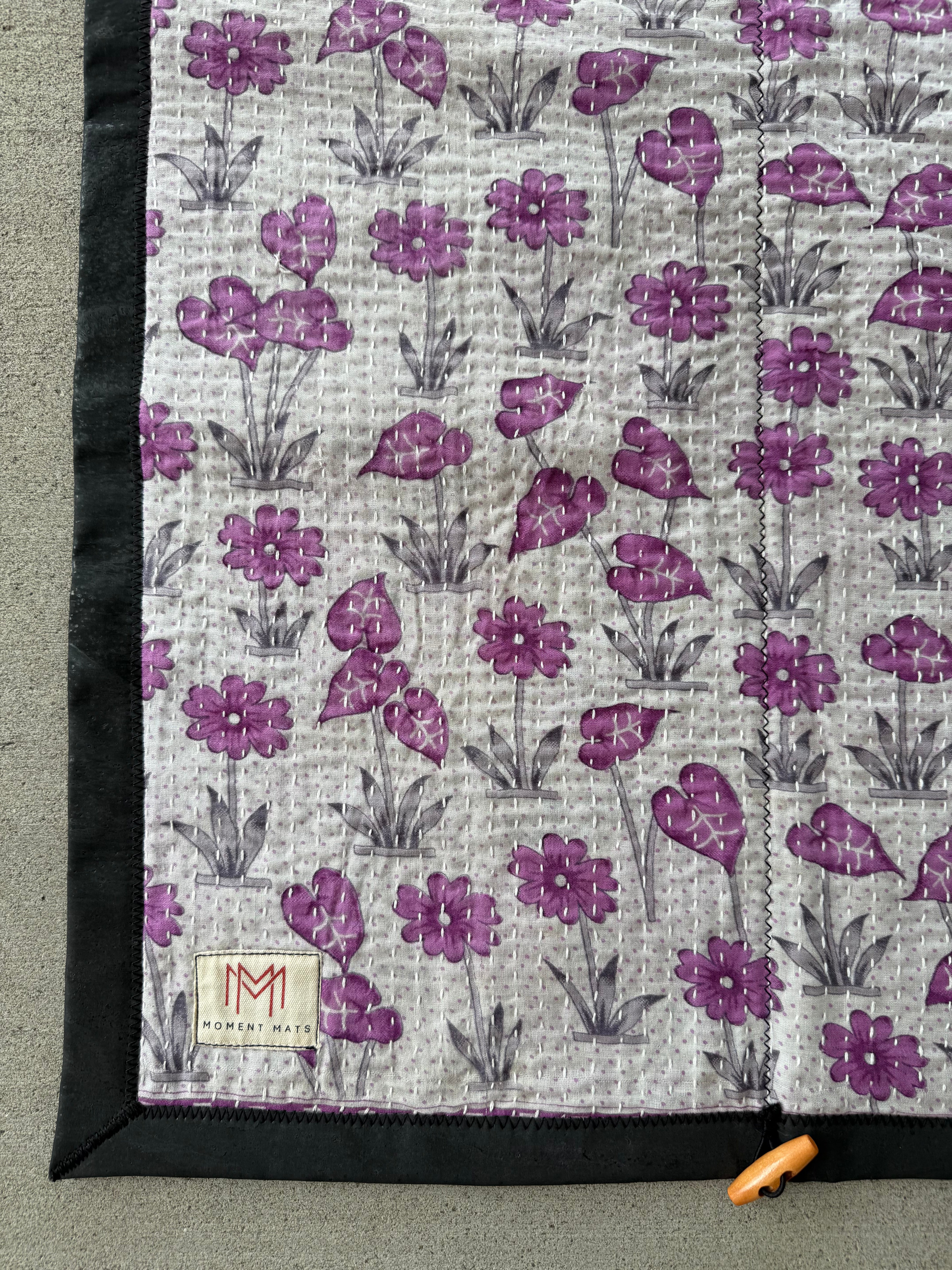 PURPLE FLORAL SARI with UNIQUE PATCHWORK & PREMIUM BLACK CORK