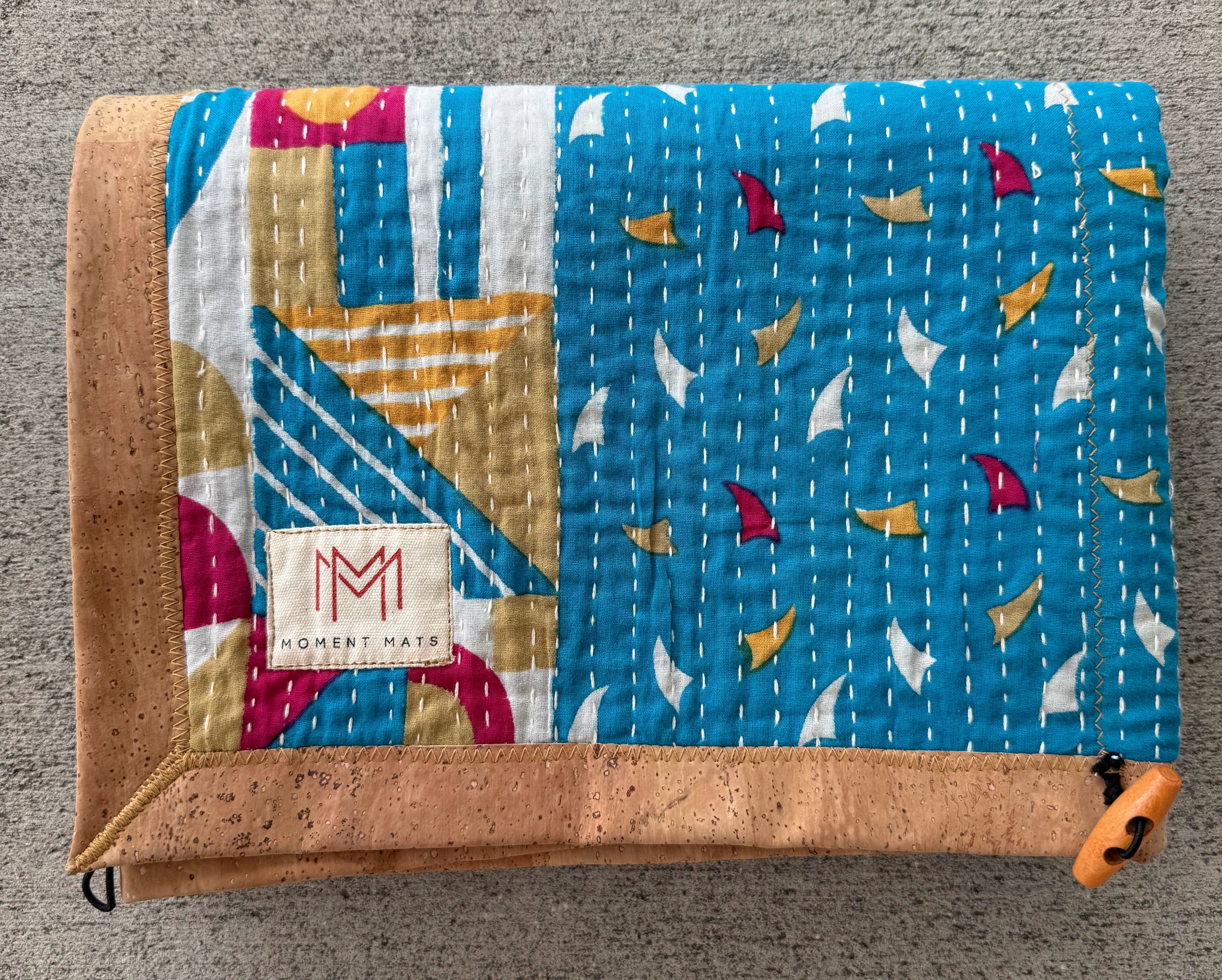 BLUE ABSTRACT SARI with UNIQUE PATCHWORK & NATURAL CORK