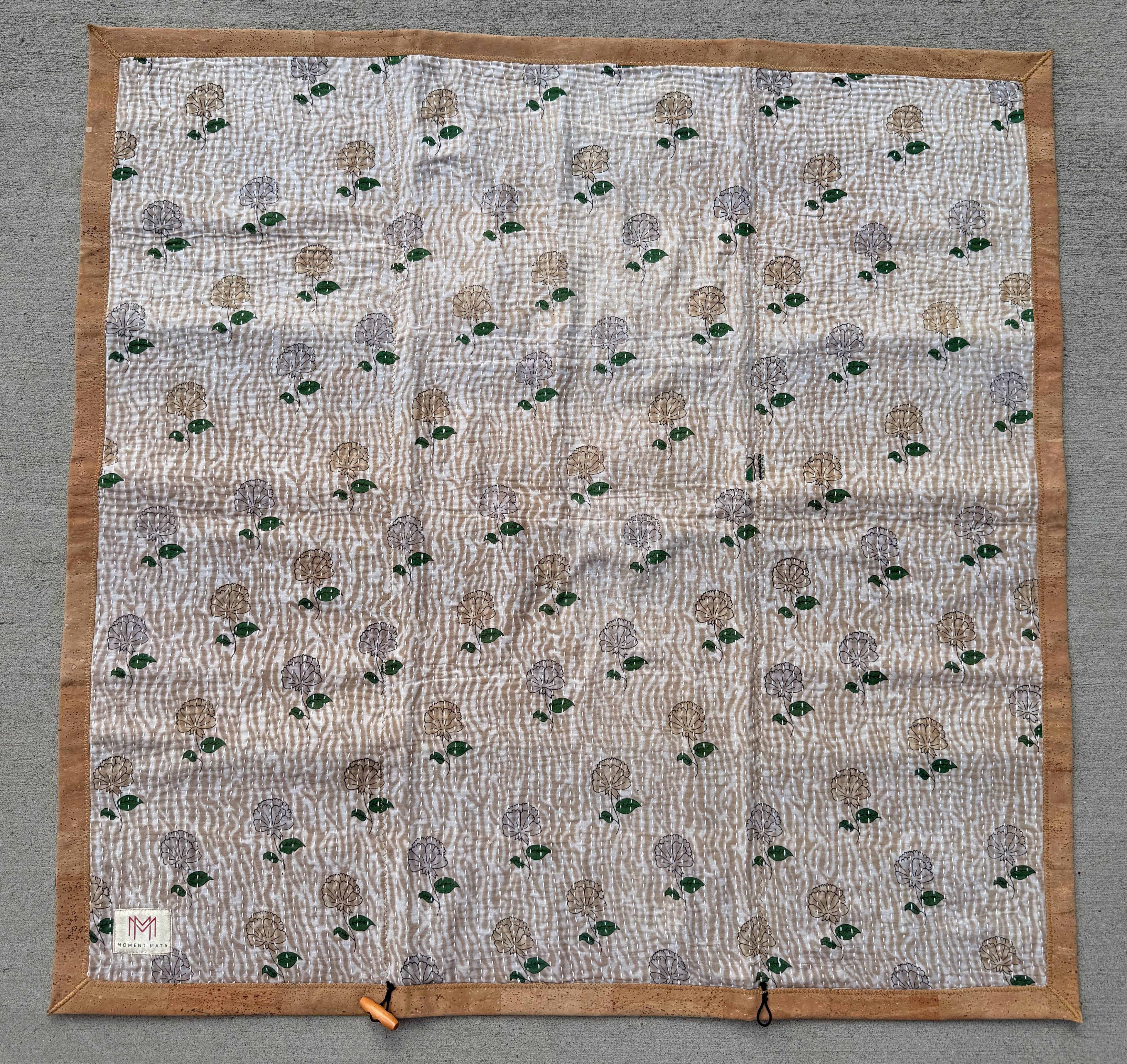 (sold) NATURAL FLORAL SARI with UNIQUE PATCHWORK & NATURAL CORK