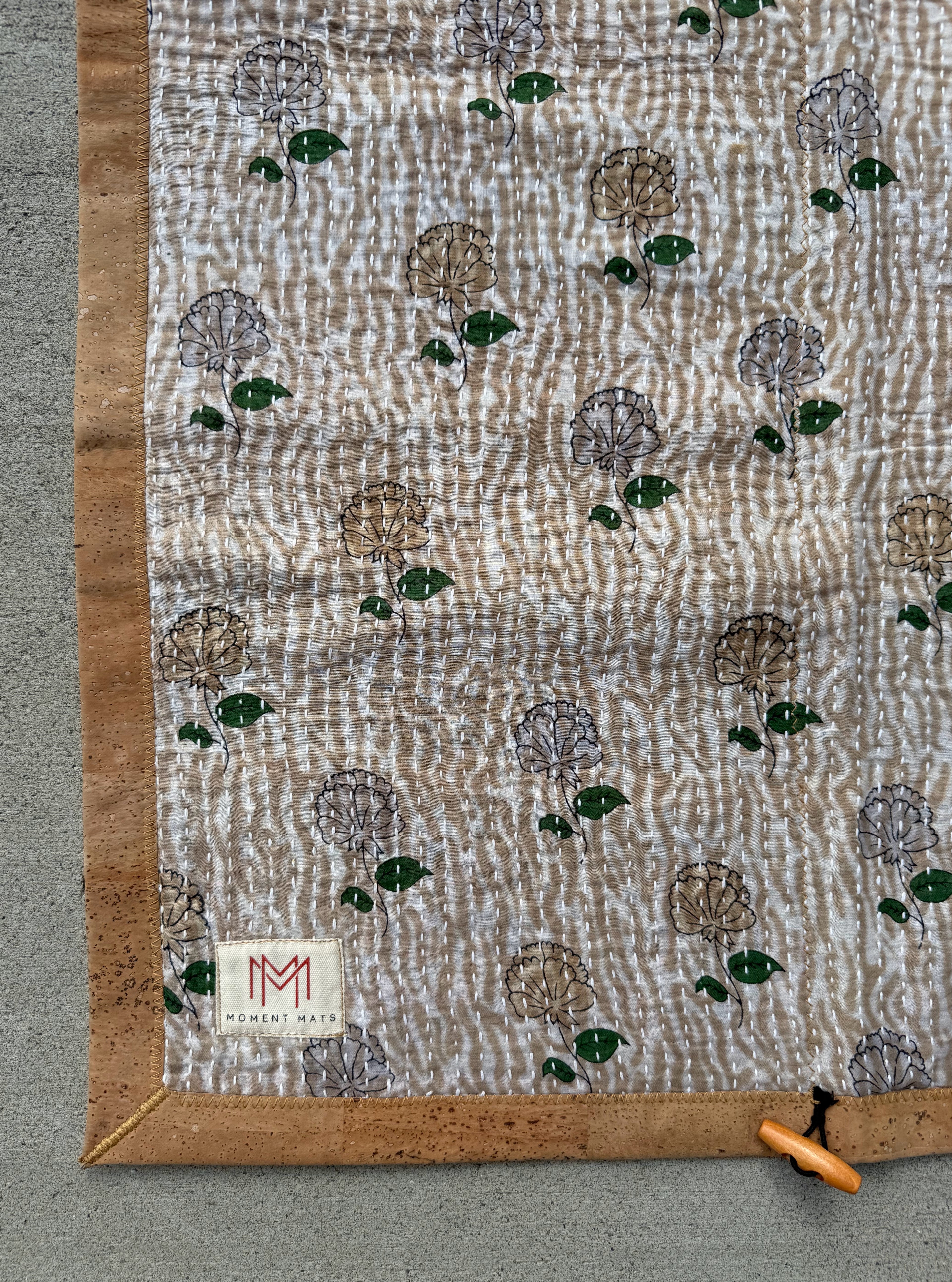 (sold) NATURAL FLORAL SARI with UNIQUE PATCHWORK & NATURAL CORK