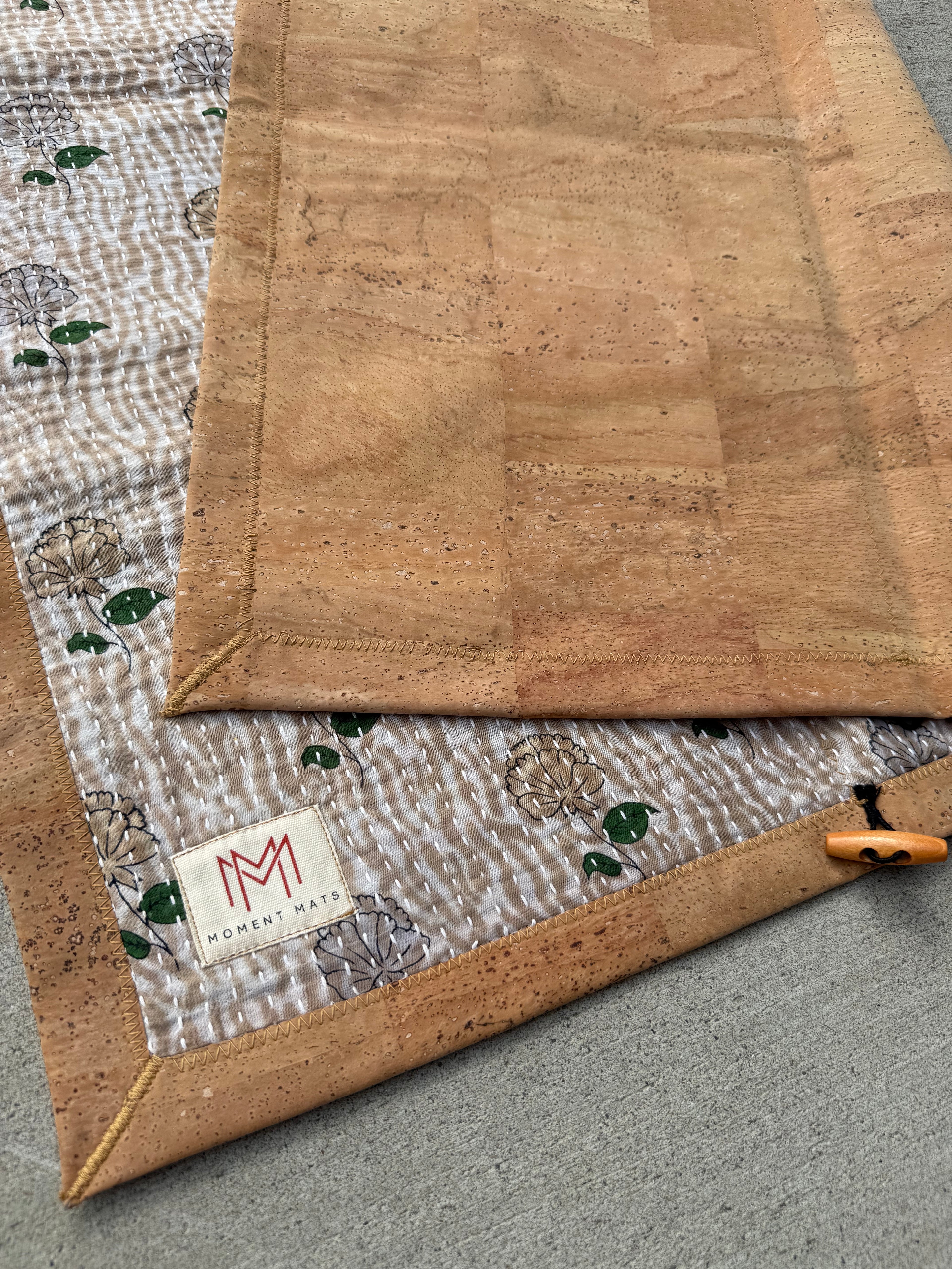 (sold) NATURAL FLORAL SARI with UNIQUE PATCHWORK & NATURAL CORK